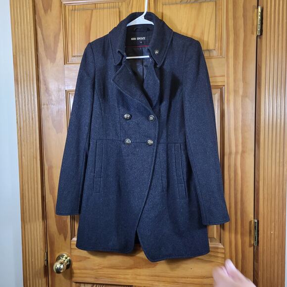 DKNY Double-Breasted Wool Petticoat - Heather Grey  Size 6 - Picture 3 of 7